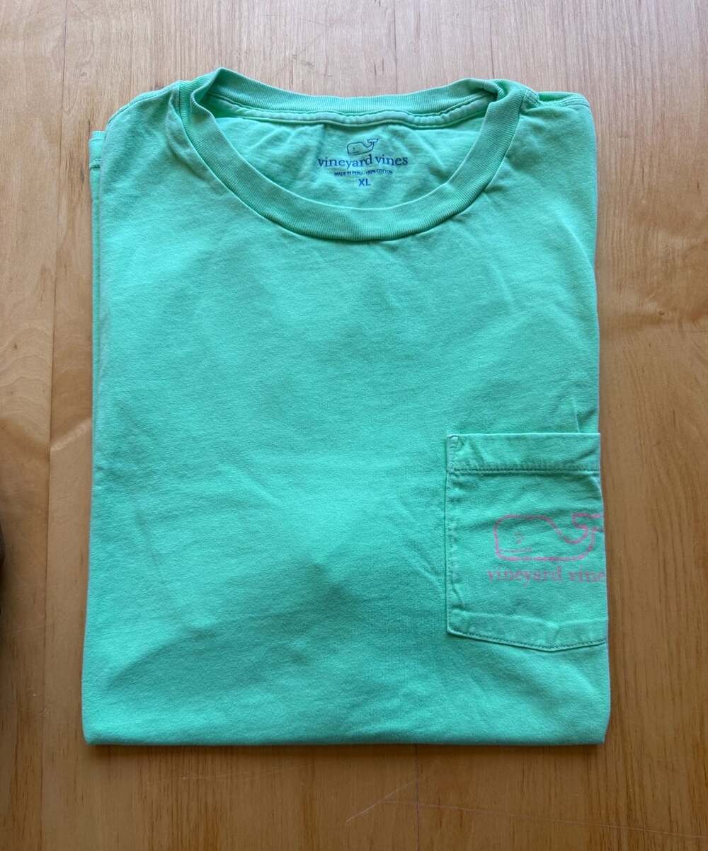 Vineyard Vines Green Whale Logo Pocket Short Sleeve T-Shirt XL